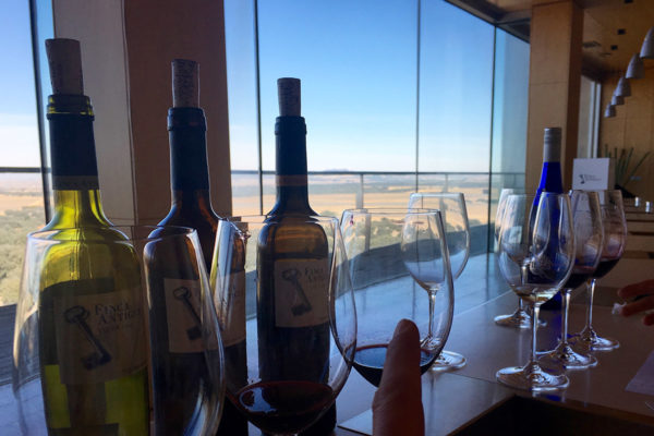 Weinprobe mit Blick auf die La Mancha
